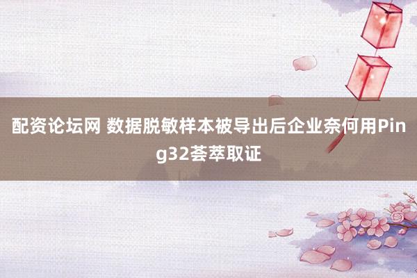 配资论坛网 数据脱敏样本被导出后企业奈何用Ping32荟萃取证